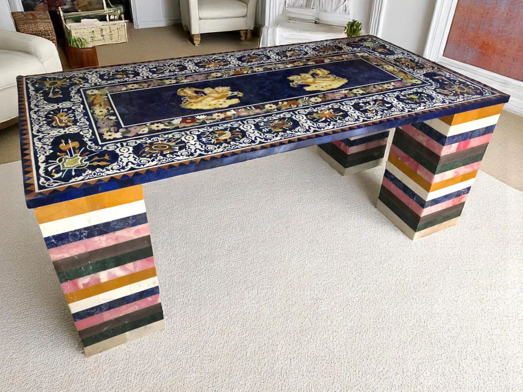 Gemstone Console Table with Mosaic Handmade Pattern